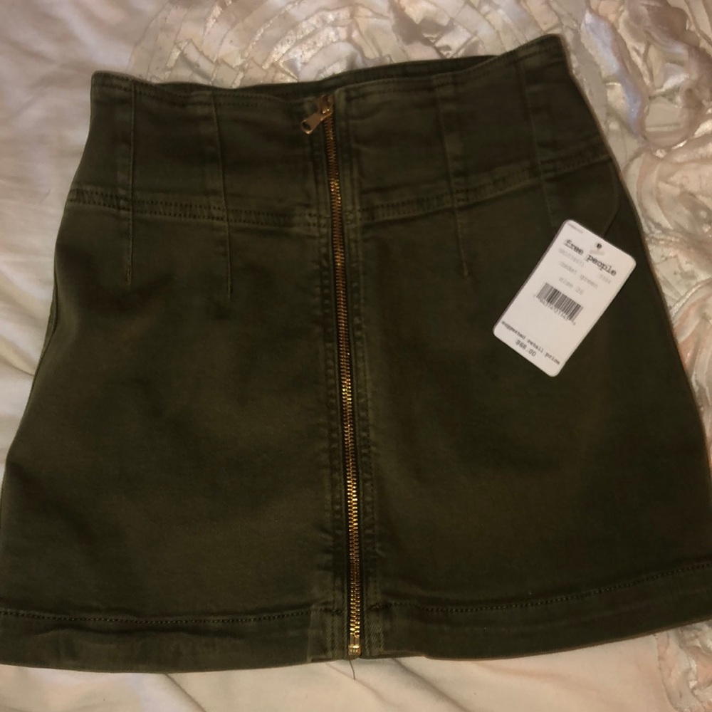 FREE PEOPLE Bushed cotton OLIVE ZIPPER FRONT MINI